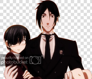 Anime cartoon black Hair gesture   Ciel Sebastian  HD Png Download