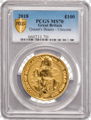 Picture Of Pcgs 2018 1oz Gold Queen S Beast Unicorn   Cash  HD Png Download