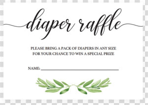 Greenery Baby Shower Diaper Raffle Ticket By Littlesizzle   Baby Shower  HD Png Download