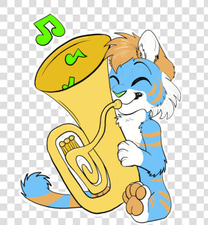 A Tuba Playing Tiger   Cartoon  HD Png Download