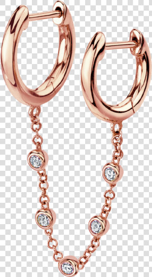 Diamond Chain Connected Slim Hoops   Earring  HD Png Download