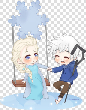 Jelsa By Cremebunny   Jack Frost And Elsa Anime  HD Png Download