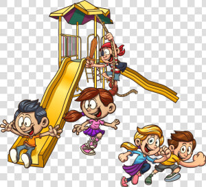 Playground Slide Child Clip Art   Cartoon Kids Playing  HD Png Download