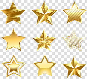 Transparent Golden Stars Set   Transparent Golden Stars  HD Png Download