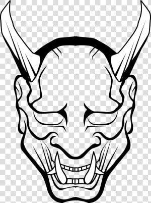 Oni Mask No Color Clip Arts   Oni Mask Drawing  HD Png Download