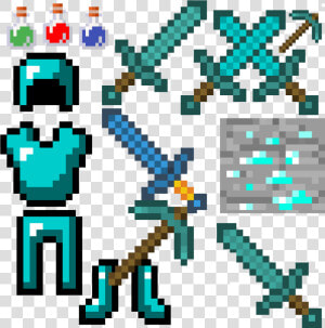 Minecraft Dimoind Swords Like Xs pic axe  Sword  Potion   Minecraft Diamond Armor Png  Transparent Png