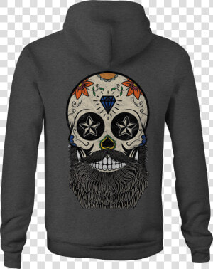 Skull Zip Up Hoodie Bearded Skull Tattoo Hooded Sweatshirt  HD Png Download