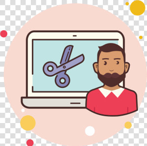 Man Laptop Scissors Icon   Laptop  HD Png Download