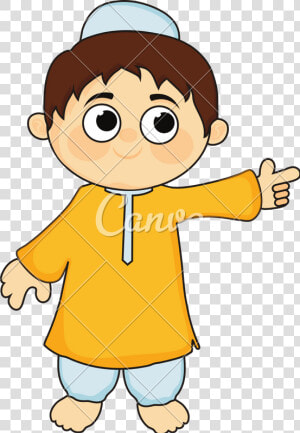 Illustration Of Cute Little Muslim Boy   Little Boy Muslim Cartoon  HD Png Download