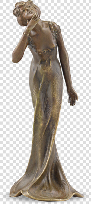 Art Nouveau Figural Bronze Statuette   Art Nouveau Bronze  HD Png Download