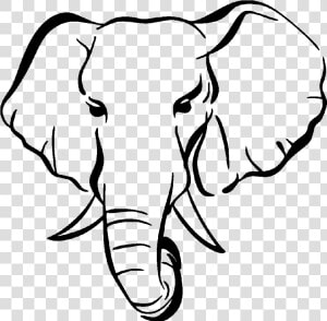 Elephant Drawing Silhouette Henna Clip Art   Black And White Elephant Head Clip Art  HD Png Download