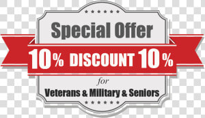 10  Discount For Military  Veterans  amp  Seniors   Parallel  HD Png Download