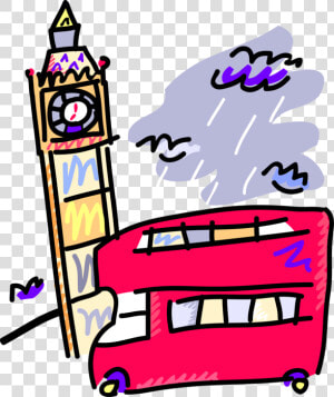 Vector Illustration Of Double decker Bus In London    Big Ben Clip Art  HD Png Download