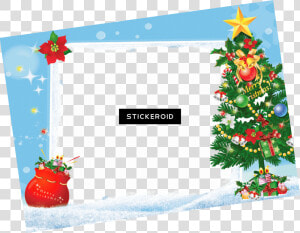 Merry Christmas Frame Tree Gifts   Christmas Border Png Transparent  Png Download