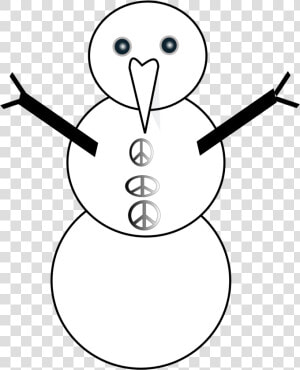 Snowman Black White Peace Symbol Sign Xmas Christmas   Cartoon  HD Png Download