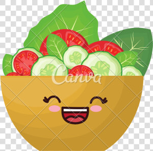 Kawaii Salad Bowl Icon   Kawaii Salad Drawing  HD Png Download