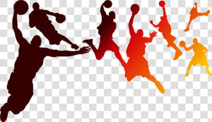 Playing Basketball Silhouette Figures Png Download   Basketball Team Png Free  Transparent Png