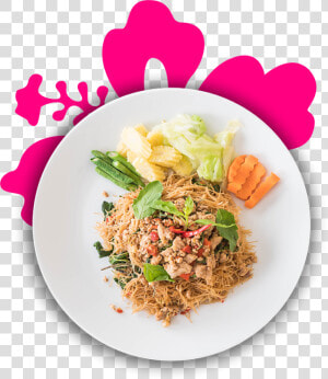 Thai Food Plate Pink Flower   Thai Food Png Top View  Transparent Png