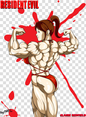 Biceps Drawing Back Double Bicep Picture Transparent   Claire Redfield Muscle Growth  HD Png Download