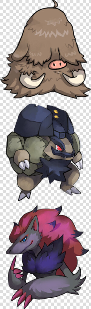 Piloswine  Alolan Golem  Zoroark   Cartoon  HD Png Download