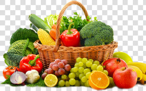 Fresh Fruit  Vegetable  amp  Leaves   Fruits And Vegetables In A Basket  HD Png Download