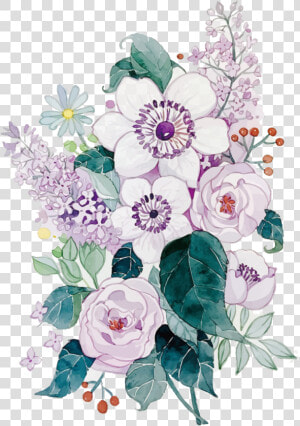 Purple Watercolor Flowers Vector   Png Download   Flower Watercolor Vector Png  Transparent Png