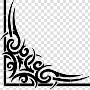 Tribal Corner Scroll Black   Tribal Corner Designs  HD Png Download