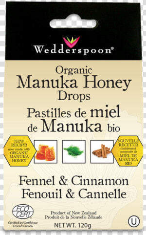 Wedderspoon Organic Manuka Honey Drop With Fennel  amp    Chocolate  HD Png Download