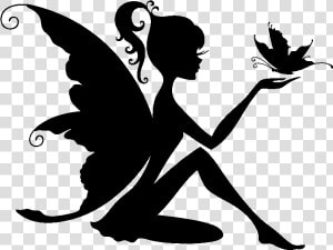 Silhouette Fairy Stencil   Fairy Silhouettes  HD Png Download