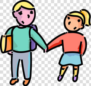 Transparent Students Walking Png   Brother And Sister Clipart Png  Png Download