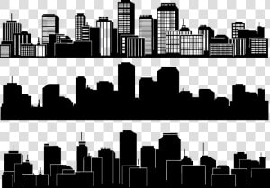 Building City And Silhouette Skyline Black White Clipart   Building In Black And White  HD Png Download