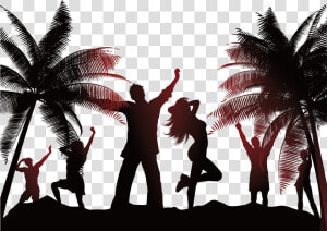 Beach Silhouette Png   Silhouette Beach Party Png  Transparent Png