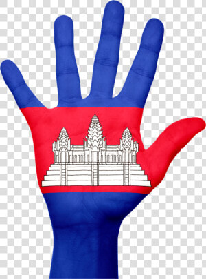 Cambodia Flag Hand  HD Png Download