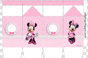 Minnie With Pink Stripes Free Printable Box   Molde Caixa Milk Minnie Rosa  HD Png Download