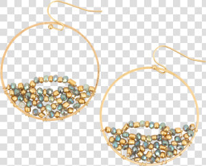  gold Hoop With Twisted Aqua  amp  Gold Beads   Earrings  HD Png Download