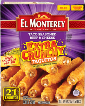 21 Extra Crunchy Taco Beef And Cheese Taquitos   El Monterey Extra Crunchy Taquitos  HD Png Download