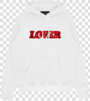 Lover Pullover Hooded Sweatshirt  White red Sequin    Hoodie  HD Png Download