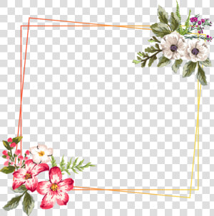  flower  square  frame  golden  glitter  geometric   Trang Trí Thiệp Cuoi  HD Png Download