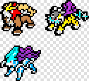 Entei raikou And Suicune   Pixel Art Pokemon Raikou  HD Png Download