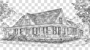 Historical Concepts Homes Residences   Farmhouse Sketch  HD Png Download