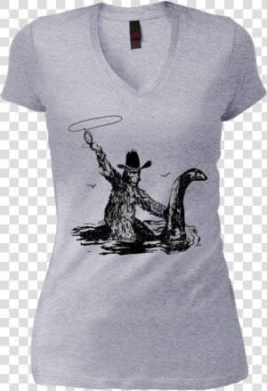 Bigfoot Riding On Nessie Loch Ness Monster On Sasqua   Pot Head Shirt  HD Png Download