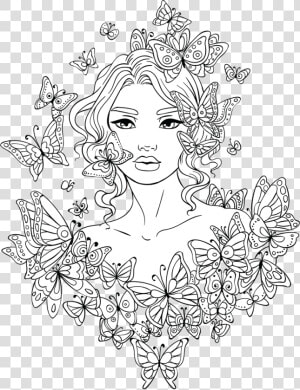 Woman Coloring Pages For Teens   Girl Colouring Pages For Adults  HD Png Download