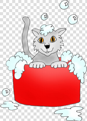 Kitten Bathing In Bathtub With Soap   Cat Bath Cartoon Png  Transparent Png