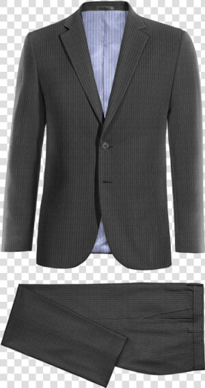 Grey Striped Wool Slim Fit Suit With Pocket Square   Suit  HD Png Download