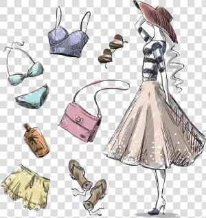 Fashion Illustration Bag Vector Graphics Clothing Drawing   Fashion Illustrations Summer Accessories  HD Png Download