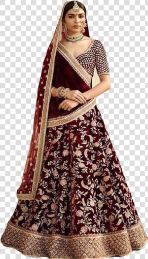 Transparent Lehenga Png   Maroon Color Wedding Lehenga  Png Download