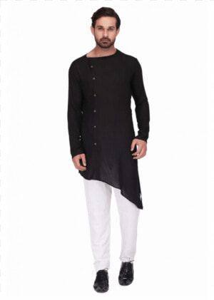 Black Kurta And White Dhoti  HD Png Download