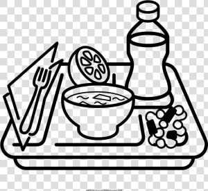 Food Tray Coloring Page   Lunch Tray Clipart Black And White  HD Png Download