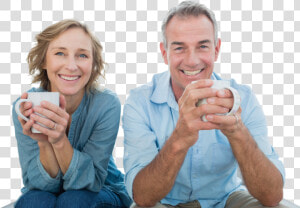 People Drinking Coffee At Home   Png Download   Middle Aged Man And Woman  Transparent Png