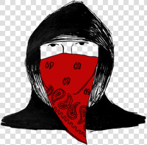 Black Hoodie And Red Bandana Covering Face   Bandana On Face An Hoodie Drawing  HD Png Download